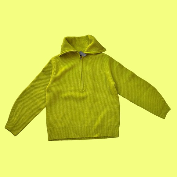 J. Crew Yellow Half Zip Stretch Sweater - Picture 3 of 8